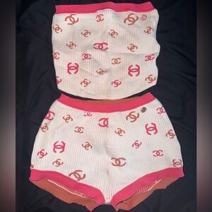 CHANEL High Waist Shorts - Pink and Cream